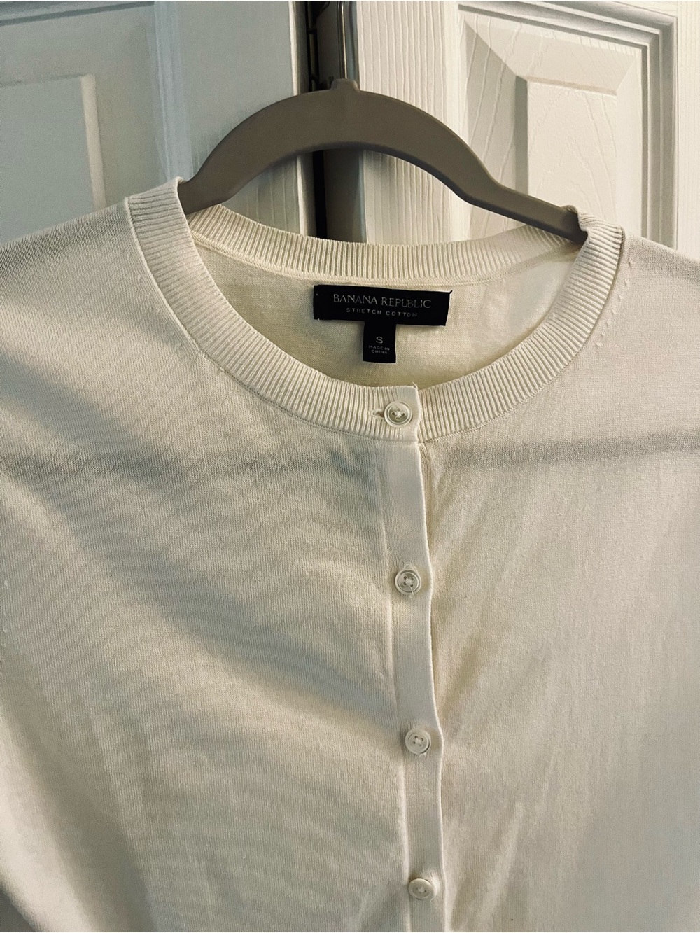 Banana Republic Women's Crewneck Button-Front Cardigan - Ivory